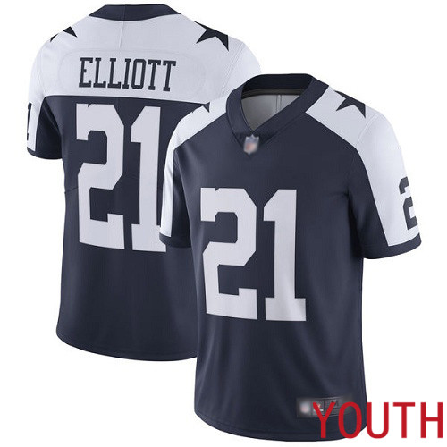 Youth Dallas Cowboys Limited Navy Blue Ezekiel Elliott Alternate #21 Vapor Untouchable Throwback NFL Jersey->youth nfl jersey->Youth Jersey